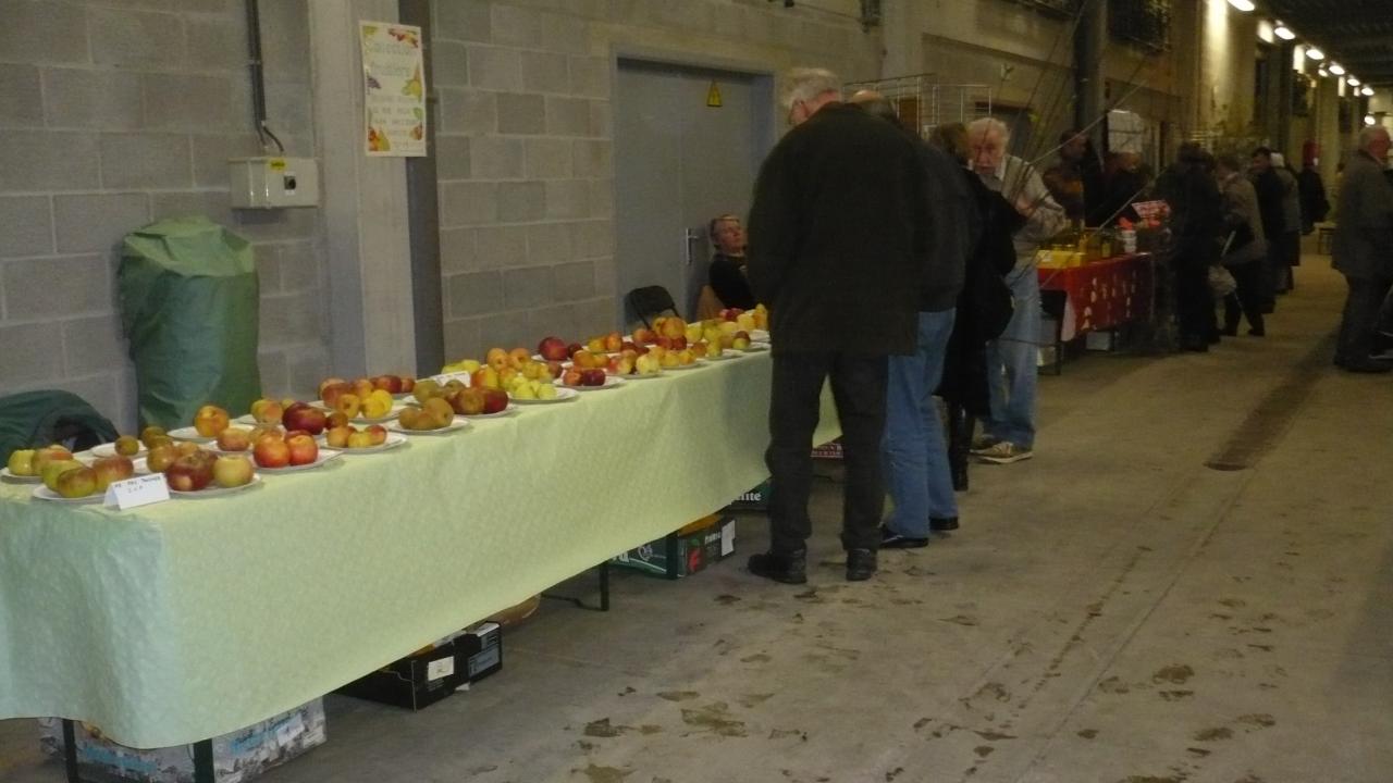 Stand de Roger SOUDON avec des dizaines de variétés de pommes